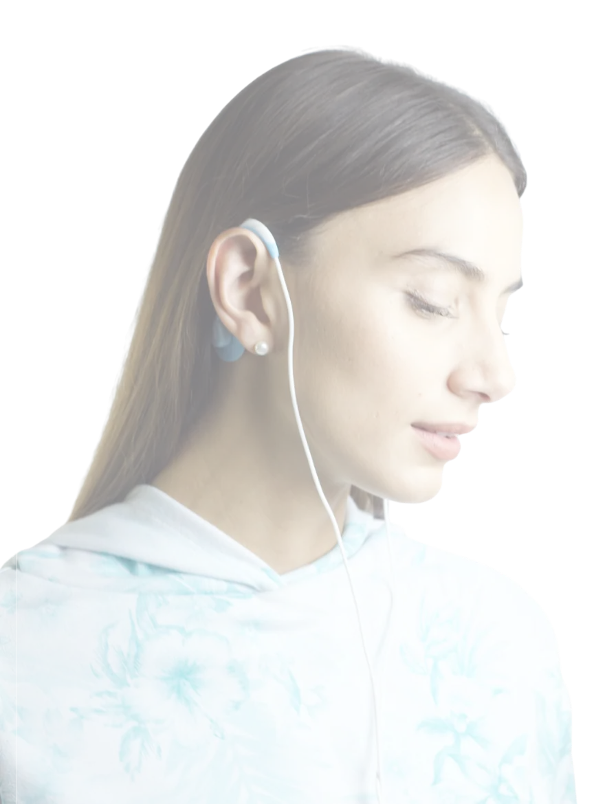 Person wearing the Roga vagus nerve stimulation wearable